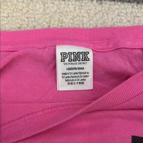 PINK Victoria's Secret Long Sleeve Tee Pink and Black - Picture 2 of 2
